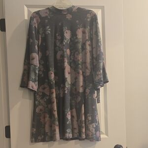 Uncle Frank Gray Floral Long Sleeve Dress